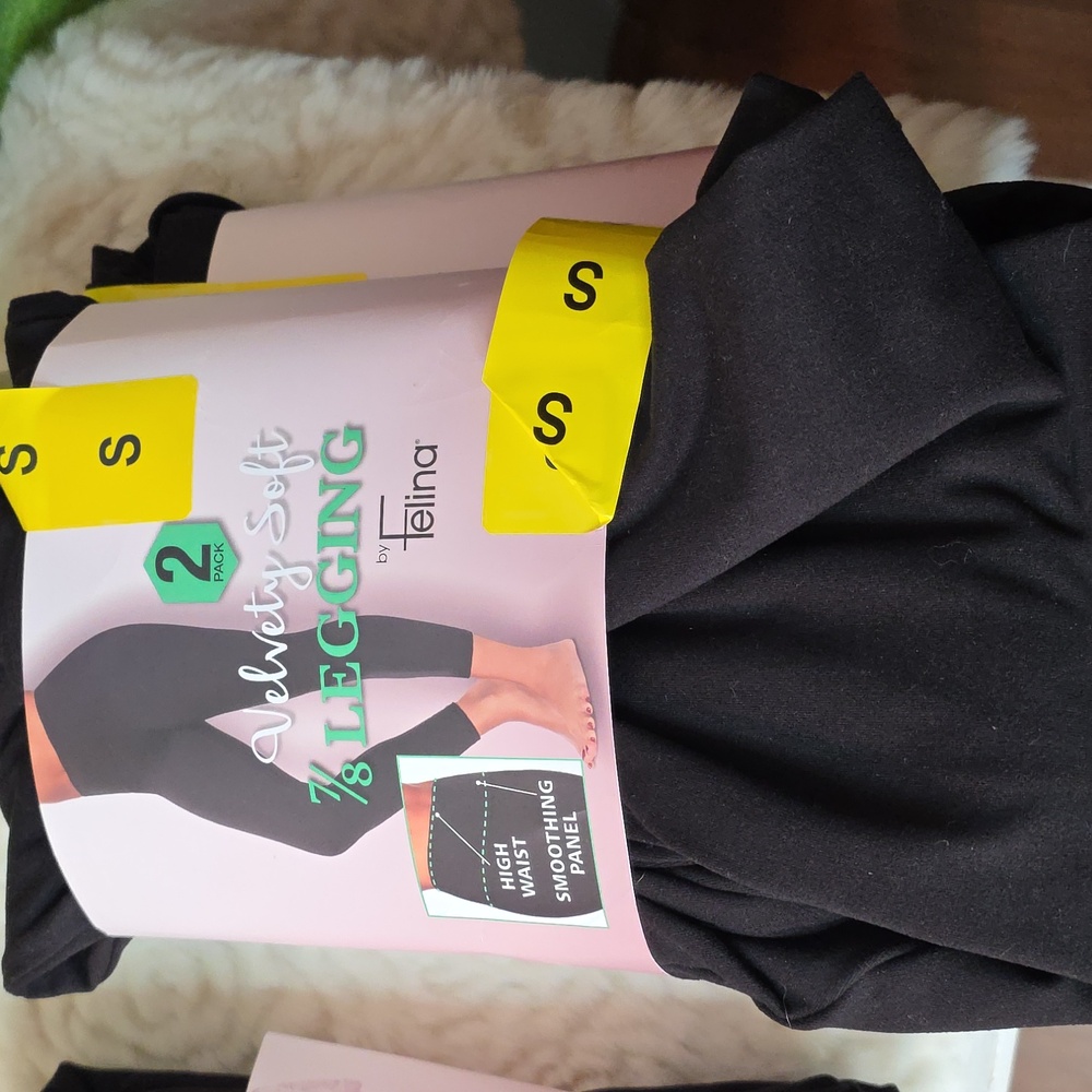 Felina Black Velvety Soft Leggings - 2 Pack, Numerous Sizes Avail. - Picture 4 of 7